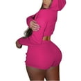 thumbnail image 2 of Seyurigaoka Women Clothes Set Solid Color Long Sleeve Hooded Tops and Shorts, 2 of 8