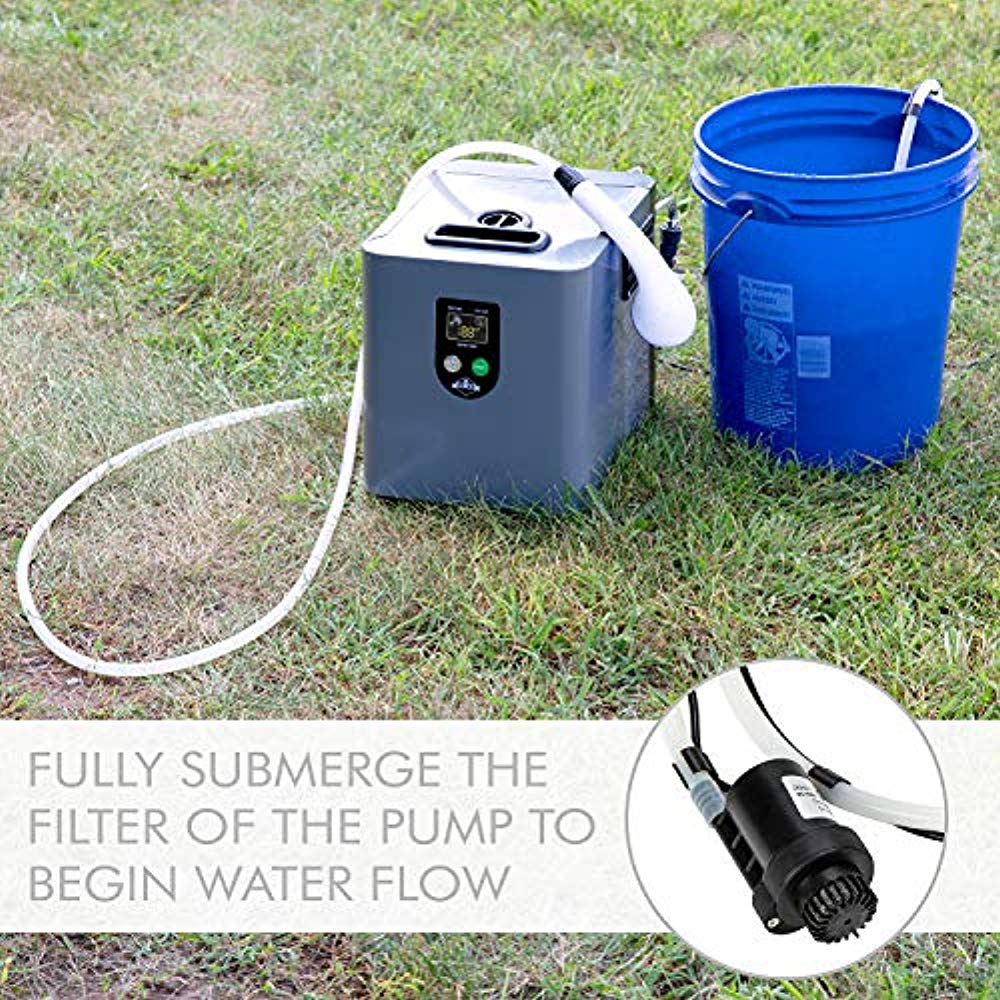 Hike Crew Portable Propane Water Heater  Shower Pump – Compact Outdoor  Cleaning  Showering System w/LCD  Auto Safety Shutoff for Instant Hot  Water While Camping, Hiking – Carry Case Included