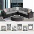thumbnail image 5 of Superjoe 6 Pcs All-Weather Wicker Outdoor Sectional Sofa Set with Coffee Table, Gray, 5 of 10