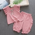 thumbnail image 3 of 2Pcs Toddlers Baby Girls Summer Clothes Set Ruffle Short Sleeves T-Shirt Tops Shorts Pants Cotton Outfits, 3 of 6