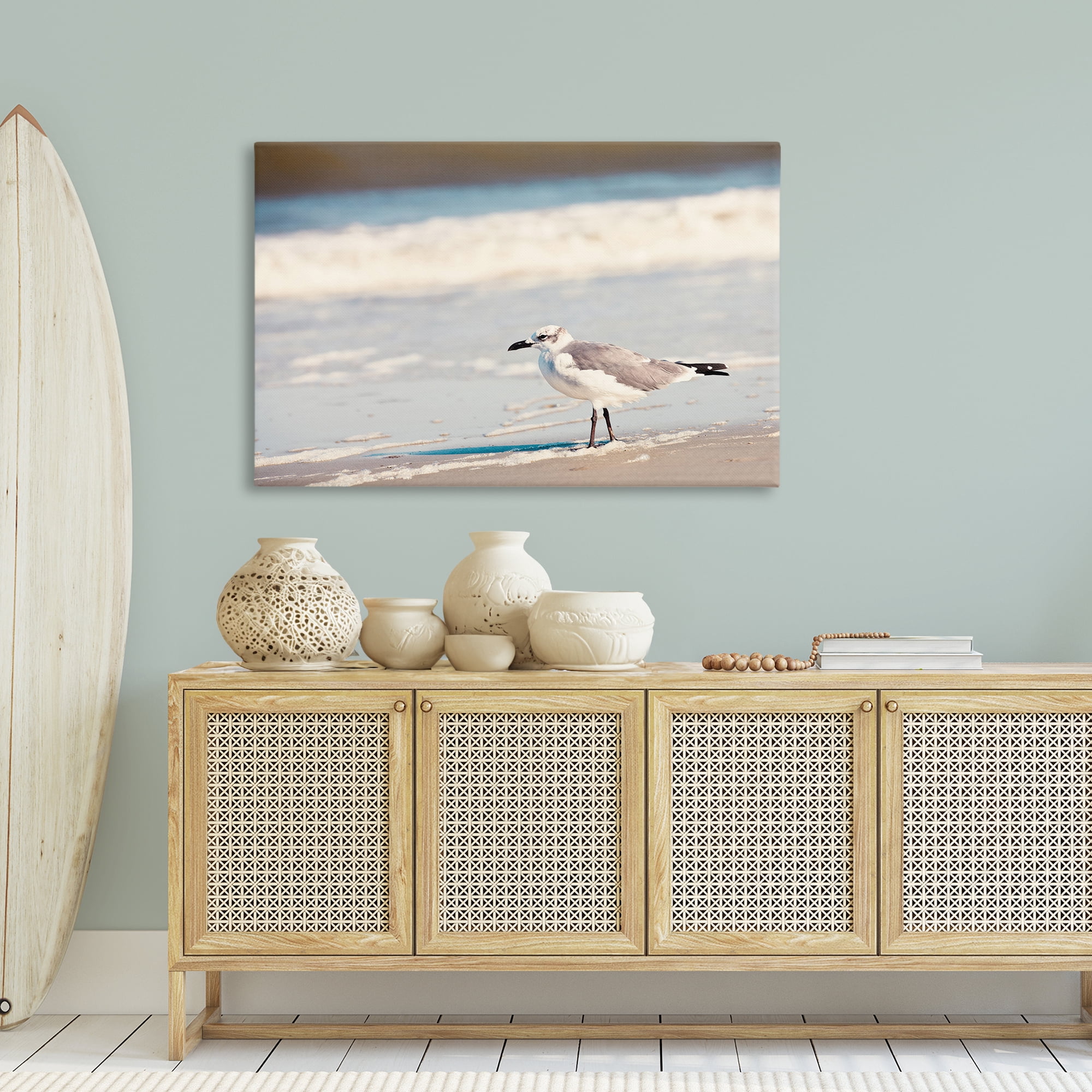 Stupell Industries Seagull Stepping on Shore Coastal Photography Gallery Wrapped Canvas Art Print Wall Art, 45 x 30