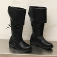 thumbnail image 5 of Dakaela Women Fold Over Knee High Riding Boots Low Heel Platform Slouchy Long Boot Round Toe Winter Walking Shoes Black Size 7, 5 of 8