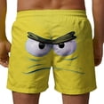thumbnail image 4 of Mens Beach Shorts Funny Face Print Elastic Drawstring Waist Swim Trunk Summer Casual Vacation Outfits, 4 of 5