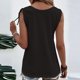 thumbnail image 4 of Blusa sin mangas para mujer, blusa de verano para mujer, blusa con ojales y una hilera de botones para mujer, blusa con cuello en U para mujer, diseño a prueba de futuro, 4 of 6