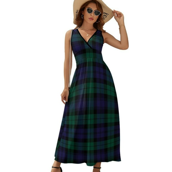 Modern Cute Blue And Green Plaid Sleeveless Dress Summer Women Clothes Dress for Pregnant Women Dresses