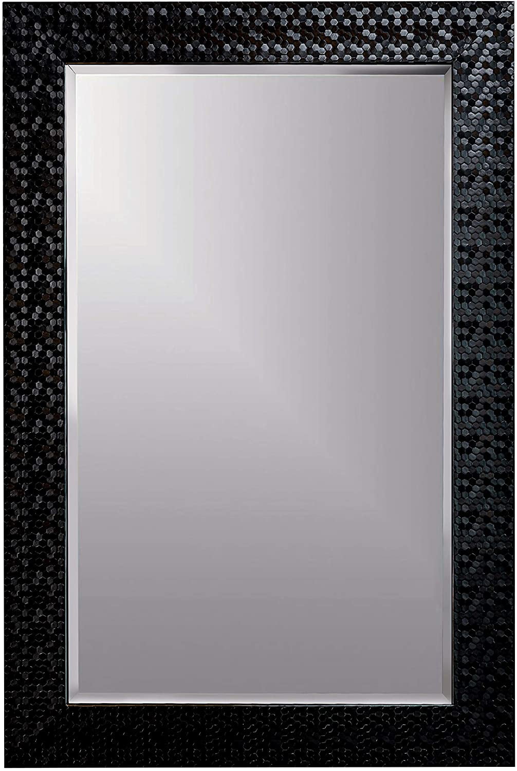 Champagne Marabell Rectangle Mosaic Framed Beveled Wall Mirror 21x27 inches