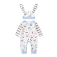 thumbnail image 3 of Penkiiy Infant Baby Boys Girls Easter Cartoon Rabbit Printed Romper Jumpsuit+Hat Cotton One-piece Romper 3-6 Months Blue 2023 Summer Deal, 3 of 9