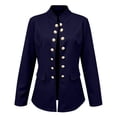 thumbnail image 4 of WIZUTIZ Women's Double Breasted Blazer Coat Stand Collar Long Sleeve Solid Color Winter, 4 of 8