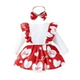 thumbnail image 3 of GYRATEDREAM Newborn Baby Girl Clothes Ribbed Romper Ruffle Long Sleeve Jumpsuit Bodysuit with Headband Set, 3 of 9