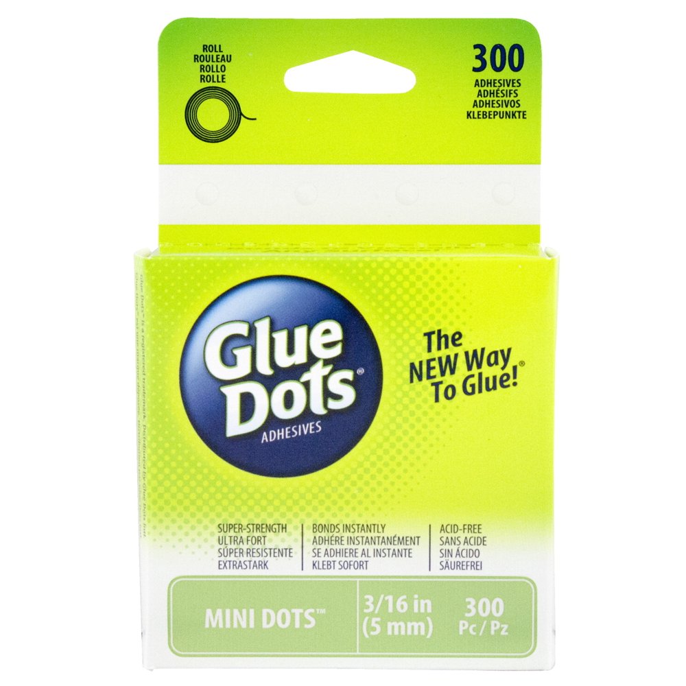 Glue Dots Mini Adhesives, 3/16 in, Pack of 300