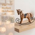 Rustic Rocking Horse RUNROTOO Brown Retro Wooden Rocking Horse Statue Rustic Handcrafted ...