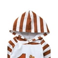thumbnail image 3 of Qtinghua Newborn Baby Girl Boy Thanksgiving Day Romper Striped &Turkey Print Hooded Bodysuit Jumpsuit Fall Clothes Orange 6-12 Months, 3 of 7