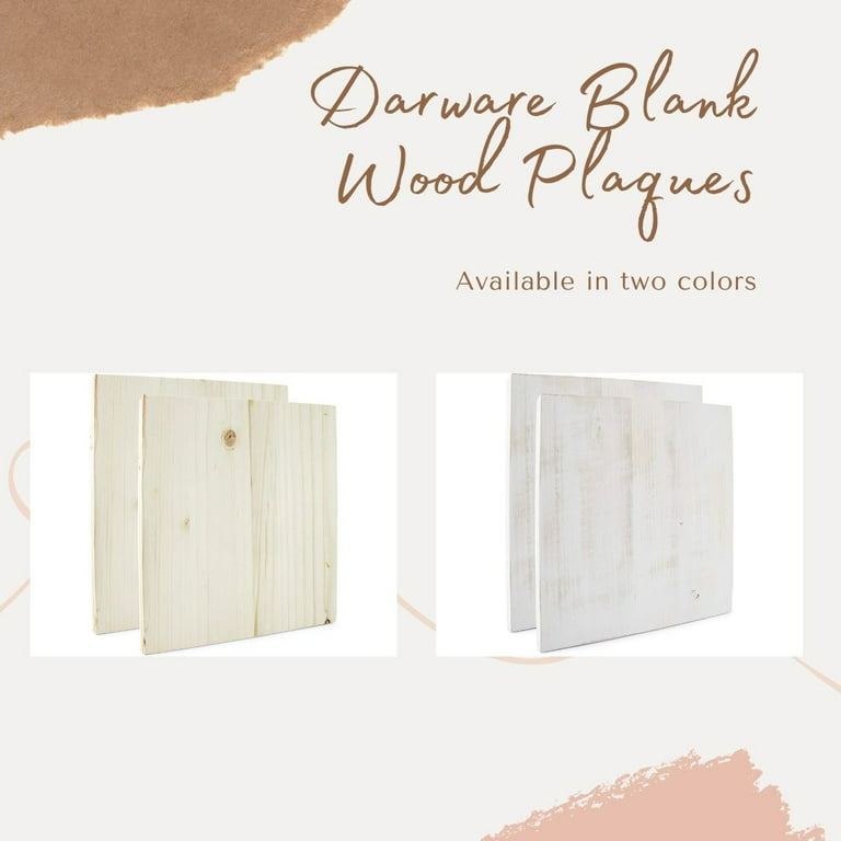 Darware Blank Wood Plaques (2-Pack, Whitewashed), White Wooden Signs for  DIY Crafts 12x12 Inch