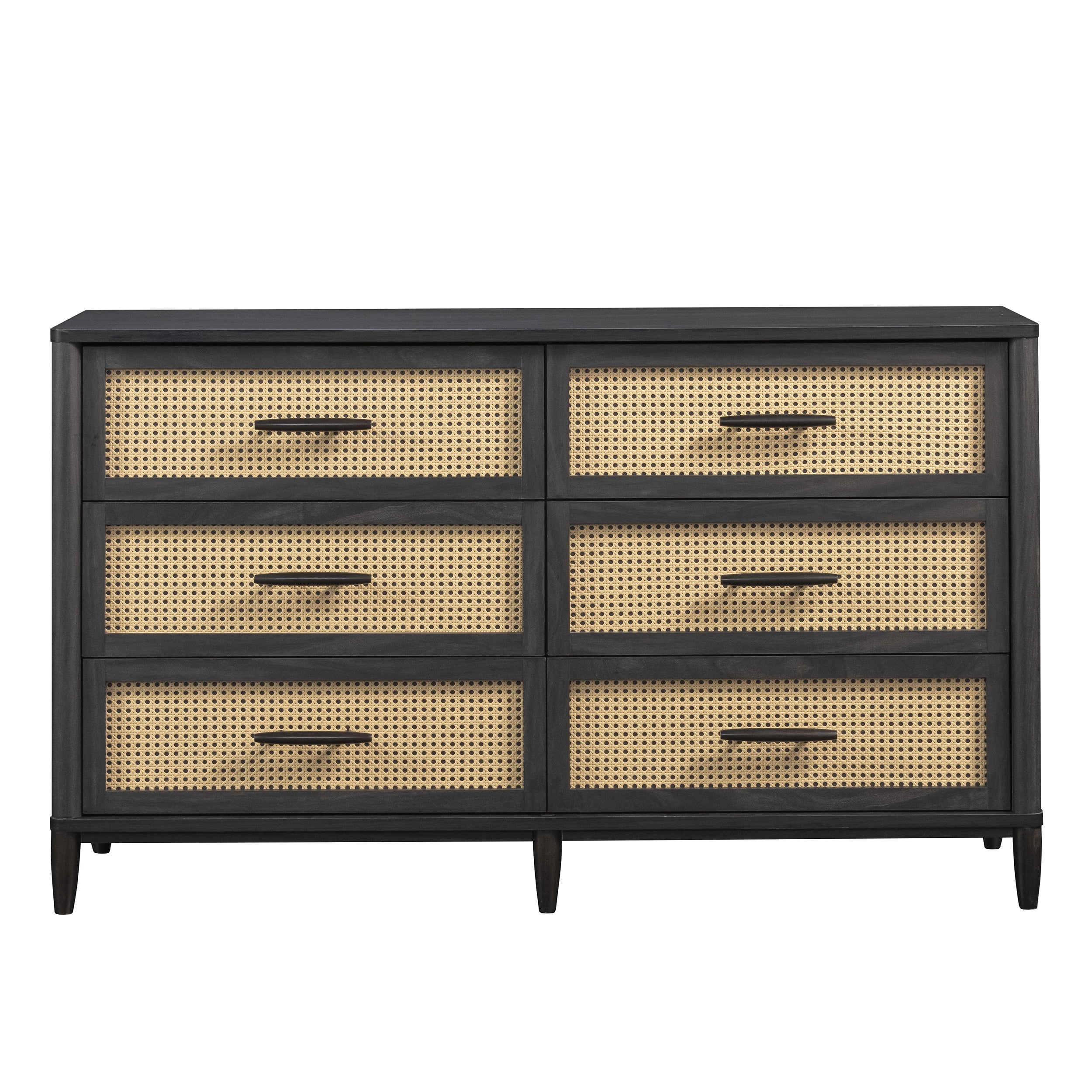 Better Homes & Gardens Springwood Caning 6-Drawer Dresser, Charcoal Finish