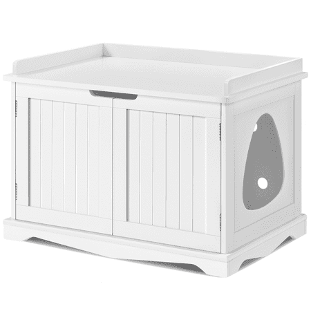 Renwick Wooden Cat Litter Box Furniture with Door White