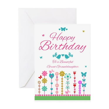 CafePress - Great Granddaughter Pretty Birthday Card With Butt - Greeting Card, Blank Inside Glossy