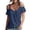 Navy #030, variant on Women's Cold Shoulder Ruffle Blouse V Neck Spaghetti Strap Loose Fit Boho Casual Summer Tops 2026, M