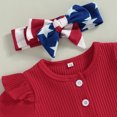 thumbnail image 6 of Aunavey Infant Baby Girl 4th of July Outfits Romper Flare Pants Bell-Bottom Leggings 3Piece Set, 6 of 7
