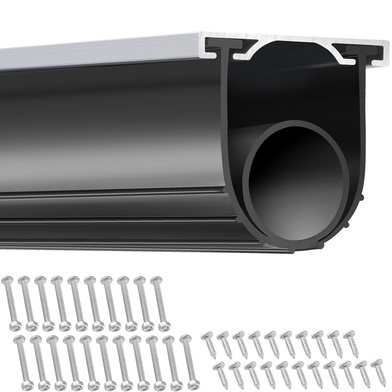 KFFKFF Garage Door Seals Bottom Rubber Weather Stripping Kit Seal Strip Replacement, Universal Weatherproof Threshold Buffering Sealing Rubber 16ft 5/16 inch T-end