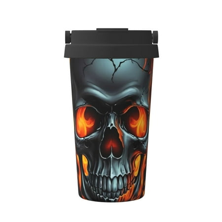 

KLL Flame Metal Skull Pattern Stainless Steel Vacuum Insulated Tumbler - Carry Insulated Coffee Mug - Reusable Insulated Cold Brew Iced Coffee Cup Thermos