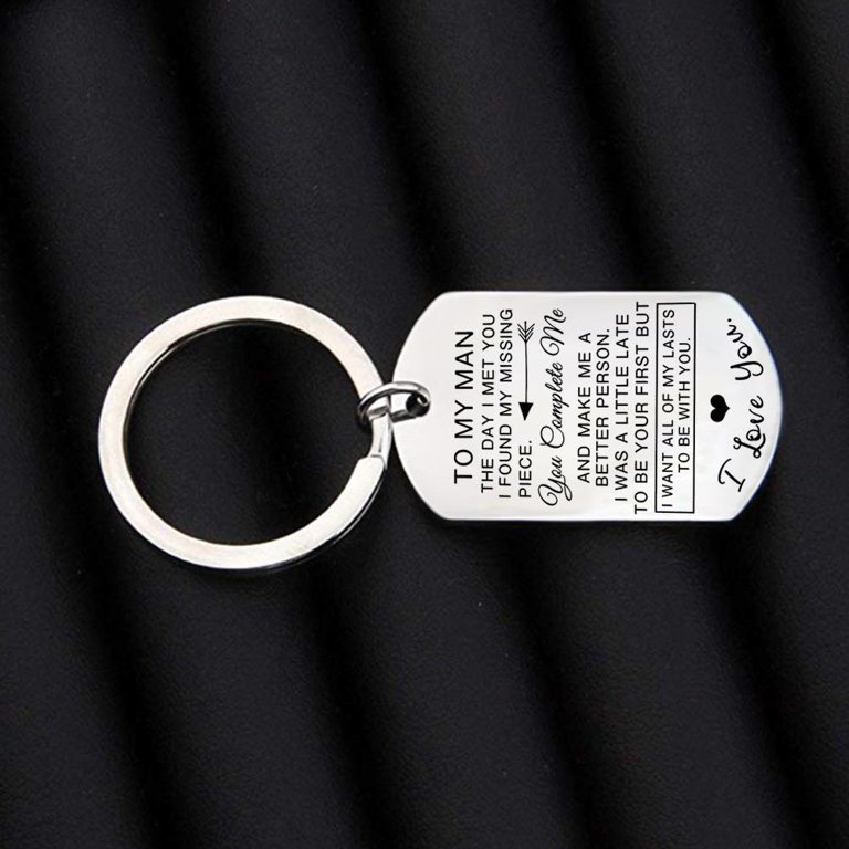 Valentines Day Gifts for Men To My Man, Keychain Anniversary for Him  Husband Gifts from Wife Birthday Gifts for Boyfriend Key Ring