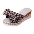 thumbnail image 7 of Womens Espadrilles Open Toe Leopard Print Bowtie Wedge Sandals Summer Casual Slip on Slides Lightweight Dressy Beach Shoes Black Size 8, 7 of 7