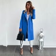 thumbnail image 1 of Qertyioot Plus Size Coat for Womens,Fashion Pocket Solid Button Lapel Cardigan Long Sleeve, 1 of 7