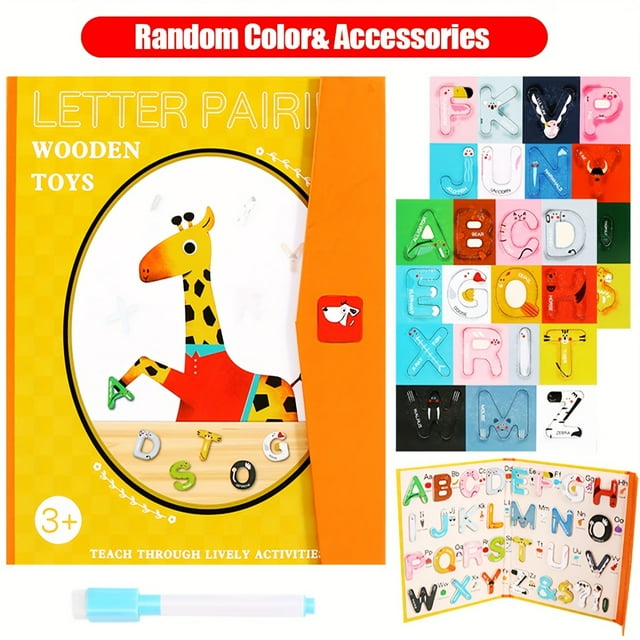 QJUHUNG Magnetic Alphabet and Numbers Learning Book Set Educational Toys for Kids 3-6 Years Early Development Logic & Math Puzzle Activities Fun Drawing Board Game with Magnetic Match