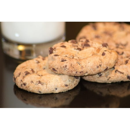 LAMINATED POSTER Chocolate Chip Cookies Food Snack Tasty Milk Baked Poster Print 24 x
