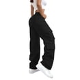 thumbnail image 4 of Women's High Waisted Work Pants with Drawstring, Loose Fit Cargo Pants with Multiple Pockets, Casual Straight Leg Trousers for Daily Wear, Streetwear and Outdoor Activities-Black, 4 of 9