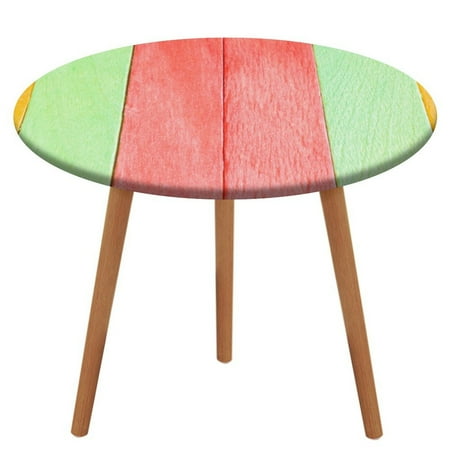 

Bybiment Round Fitted Tablecloth with Elastic Edge Colorful Wooden Wall Decorative Tablecloth Table Cover 47 Inch