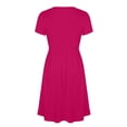 thumbnail image 7 of Ecqkame Summer Dresses for Women V Neck Short Sleeve Empire Waist Tummy Control Casual Long Dress Lightweight Flowy Vacation Dress Hot Pink M, 7 of 7
