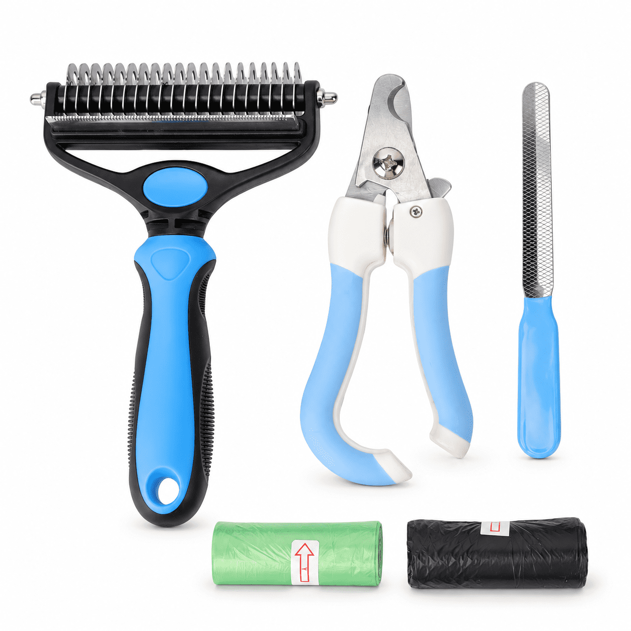 Professional Pet Grooming Kit Deshedding Dematting Comb Nail Clipper File Set For Dogs Cats Long Short Hair Stainless Steel 9.84 inches / 25 cm Tool Bundle Essential Care Accessories