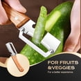 thumbnail image 4 of Multi-Function Vegetable Peeler with Wooden Handle, Stainless Steel Blade for Potato Pumpkin Carrot, , A Multifunctional Paring Knife with A Wooden Handle (Please Add A Box for 1 Yuan When Ordering), 4 of 9