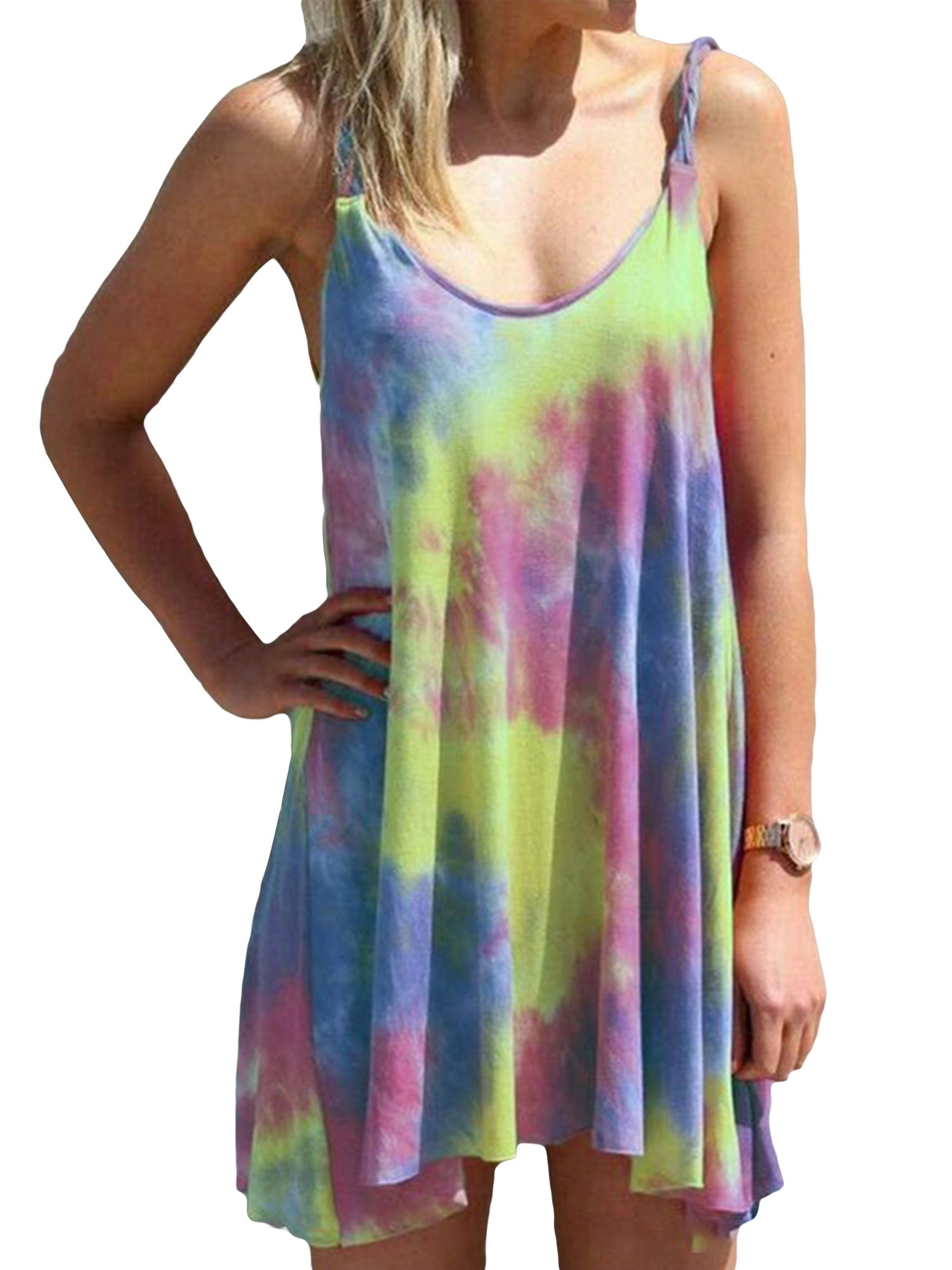 Lumento Women Summer Flowy Slip Dress A-Line Dresses Plus Size Dress ...