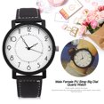 thumbnail image 2 of Pu Strap Watch Female Male Quartz Wrist Watch Round PU Strap Big Dial Wristwatch Simple Dial, 2 of 8