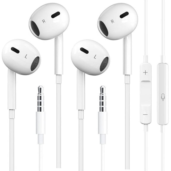 2 Pack Wired Headphones for iPhone Earbuds with 3.5mm Plug Earphones Built-in Microphone & Volume Control Compatible with iPhone/ipad/Android/Computer and Other 3.5mm Jack Devices