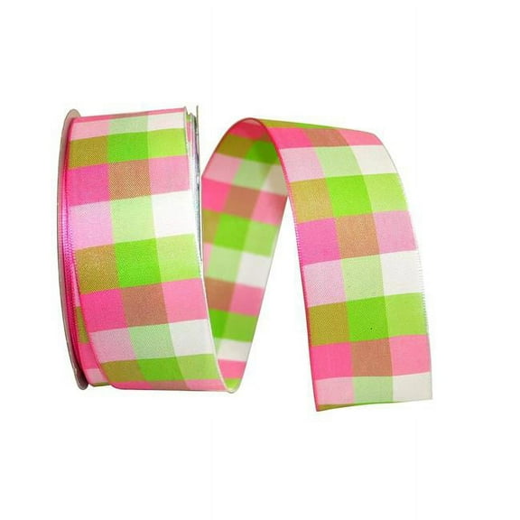 Reliant Ribbon 25462W-C02-09J 10.5 in. 25 Yards Check Clark Wired Edge Ribbon, Comb. 2