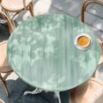 thumbnail image 2 of Green Round Tablecloth, Fitted Table Cover with Elastic for 36"-44" Round Tables, Modern Abstract Art Ombre Striped Table Cloth Outdoor Indoor Dinning Party Waterproof Tablecloths, 2 of 7