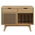 thumbnail image 2 of Pemberly Row Wood & Vinyl Record Display Stand with 2 Drawers in Oak, 2 of 8