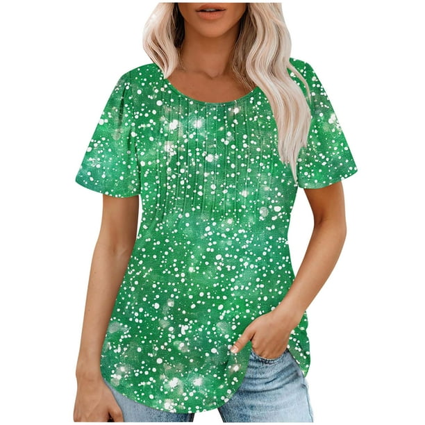Tops de Ajuste Suelto para las Mujeres de Manga Corta Cuello Redondo Color Sólido, Estante de Imitación de Moda Casual