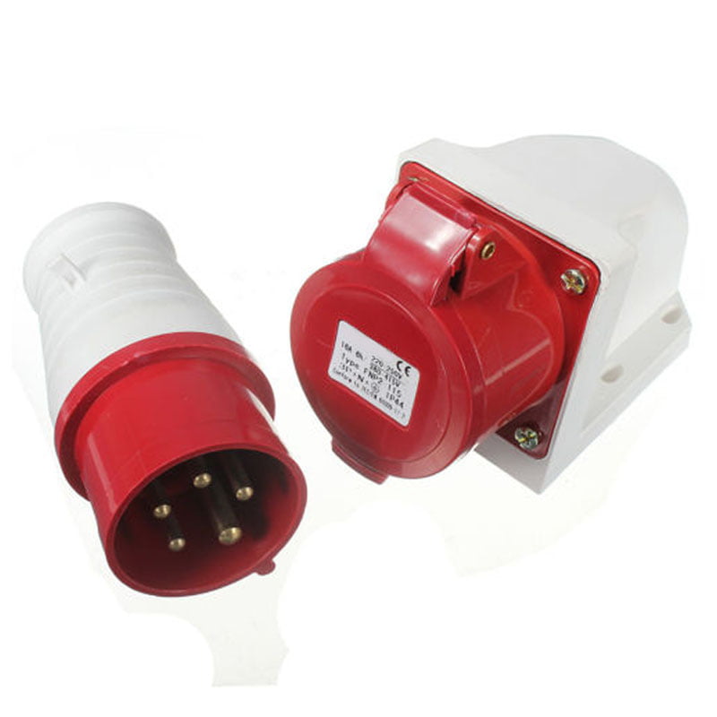 3 Phase JCE 16 Amp 5 Pin Red Trailing Plug & Socket 415V IP67 Waterproof rated 