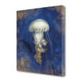 thumbnail image 4 of 18"  Rustic Deep Blue and Gold Jelly Fish Giclee Wrap Canvas Wall Art, 4 of 6