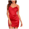 thumbnail image 1 of FhsagQ Lingerie pour Femmes Jeu de Rôle Femmes Col Bénitier Satin Mini Nuisette Soie sous-Vêtements Robe à Bretelles Tenue de Nuit Femmes Ensembles de Lingerie Poitrine Exposée Rouge m, 1 of 9