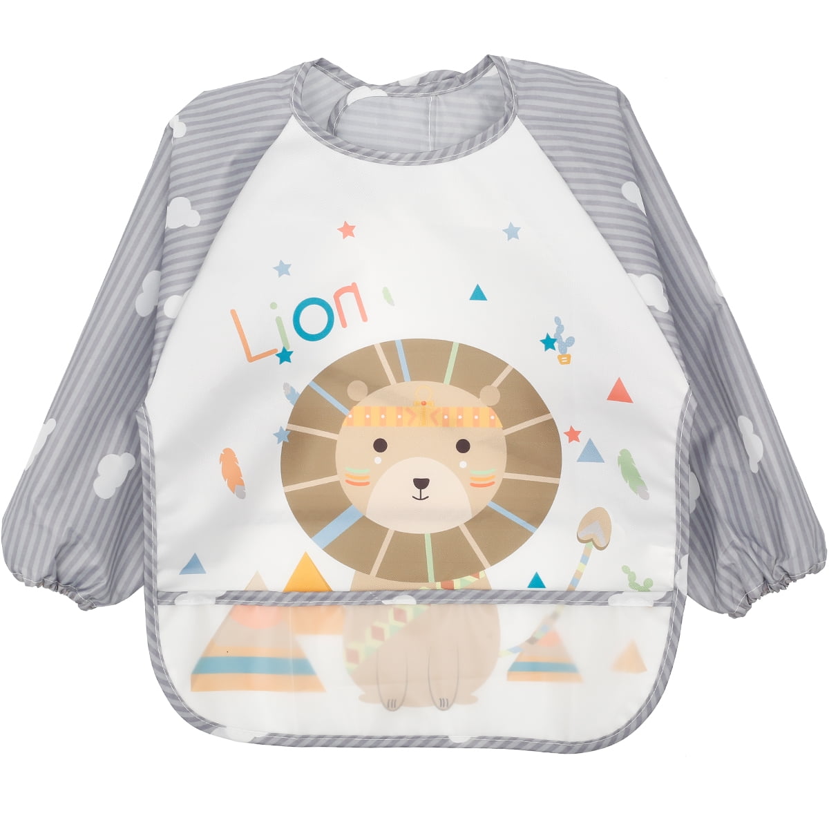Baby Bibs with Sleeves Waterproof Long Sleeves Bib with Pocket Unisex Feeding Apron Wearing Feeding Bibs Full Coverage Burp Cloth Bibs Nylon Art Apron for Infant Toddler 6 - 36 Months
