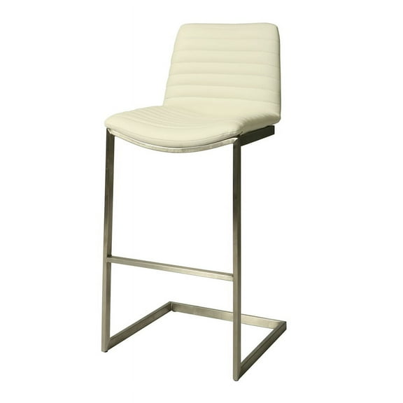 Buxton Stool - Bar Height - Stainless Steel Pu Ivory
