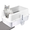 thumbnail image 4 of Gamexcel Extra Large 38L Stainless Steel Cat Litter Box Metal Litter Pan with Scoop and Mat Set - Odor, Stain and Rust Resistant, Easy to Clean, White, 4 of 8