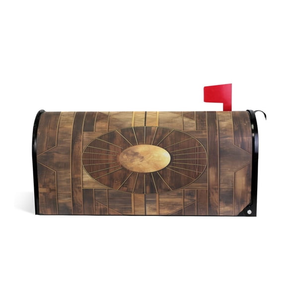 Mailbox Covers Magnetic Large Size Post Box Cover Wrap Outside Waterproof Home Yard Garden Decor Abstract Wood Geometric 25.5x21