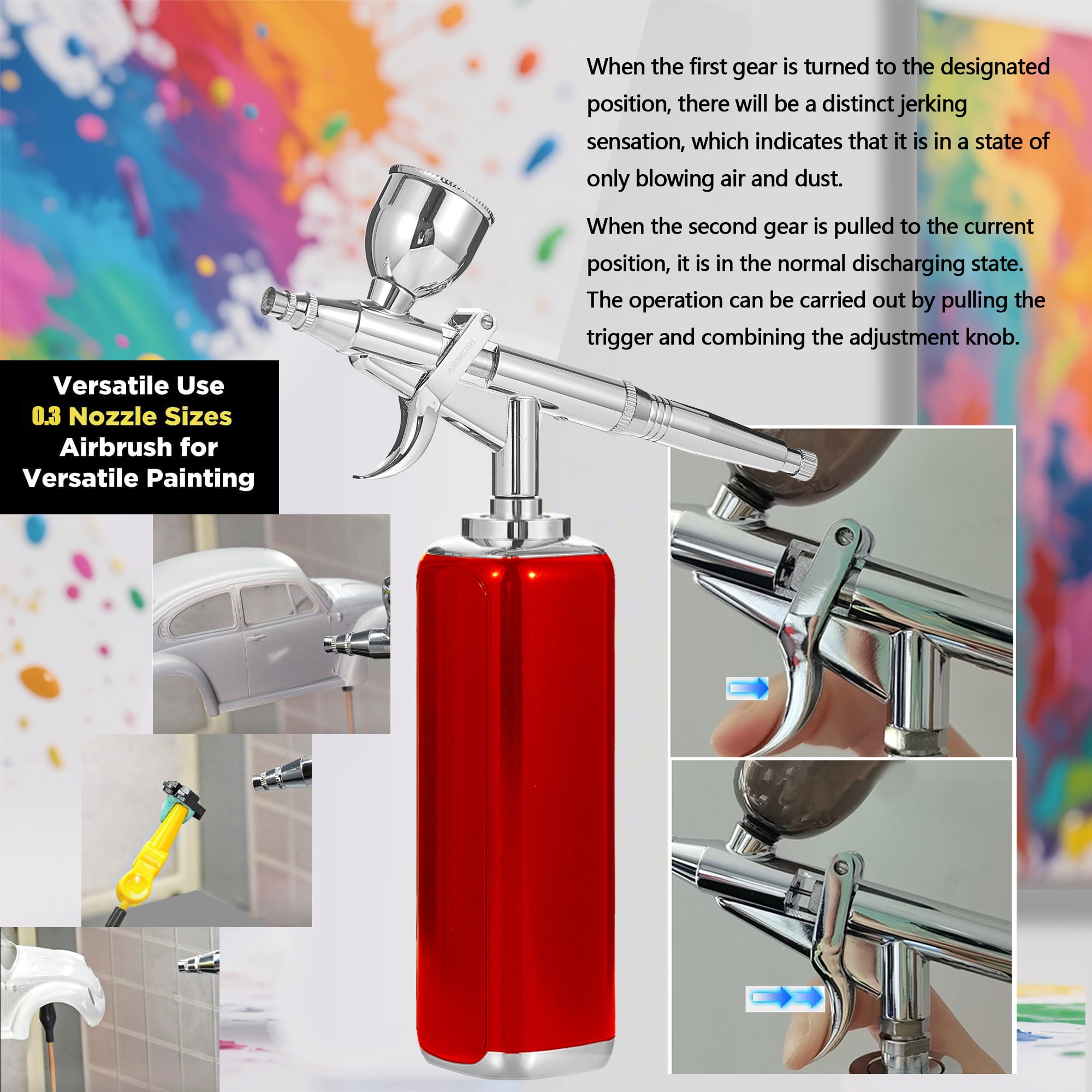 Airbrush Set Cordless Airbrush kit with Compressor, Airbrush Cake Decoration High Airflow Miniature Painting Tool, Temporary Tattoo, Spray Gun for Model Hair Barber Enhancement, Nail Art