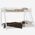 thumbnail image 3 of Harper & Bright Designs Twin Over Full Bunk Bed with Ladder, Metal Bunk Bed Frame with Full-Length Guardrail for Bedroom, White, 3 of 11